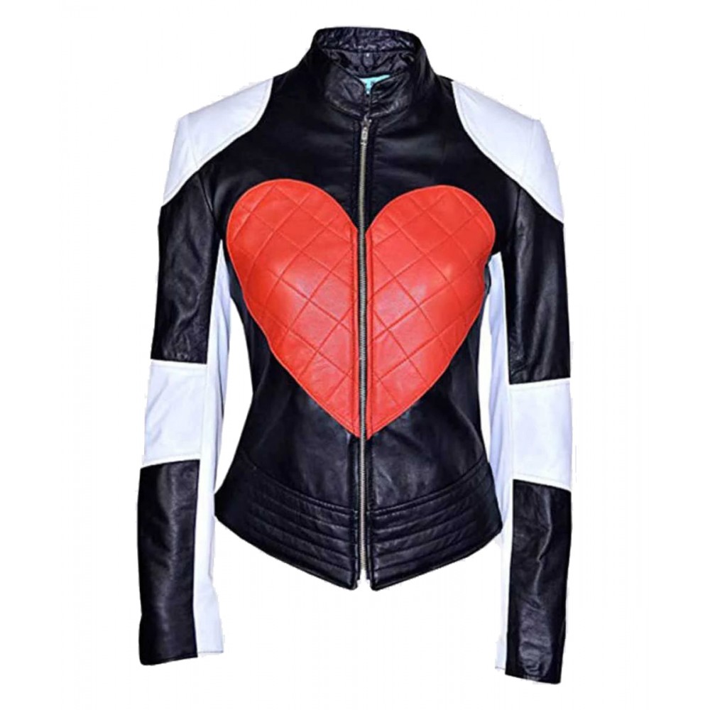 Kylie Minogue Red Heart Leather Quilted Jacket